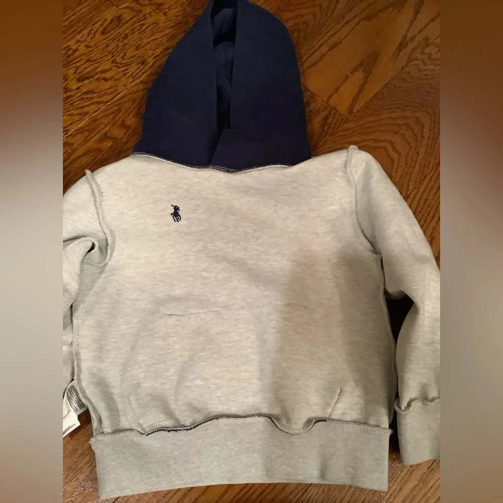 Ralph Lauren Kids Gray and Navy Hoodie Sweatshirt